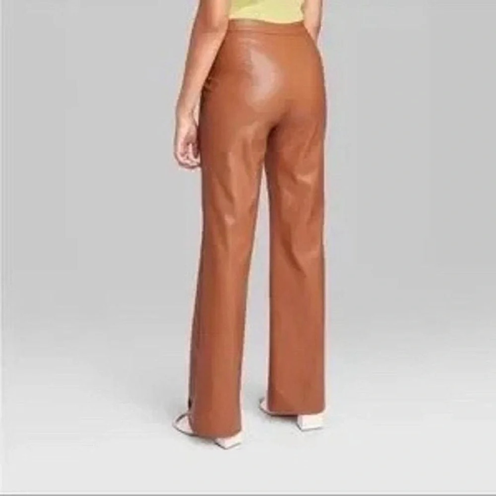 Wild Fable Women's High-Rise Faux Leather Flare Pant Copper Size 00 NWT - Picture 8 of 8